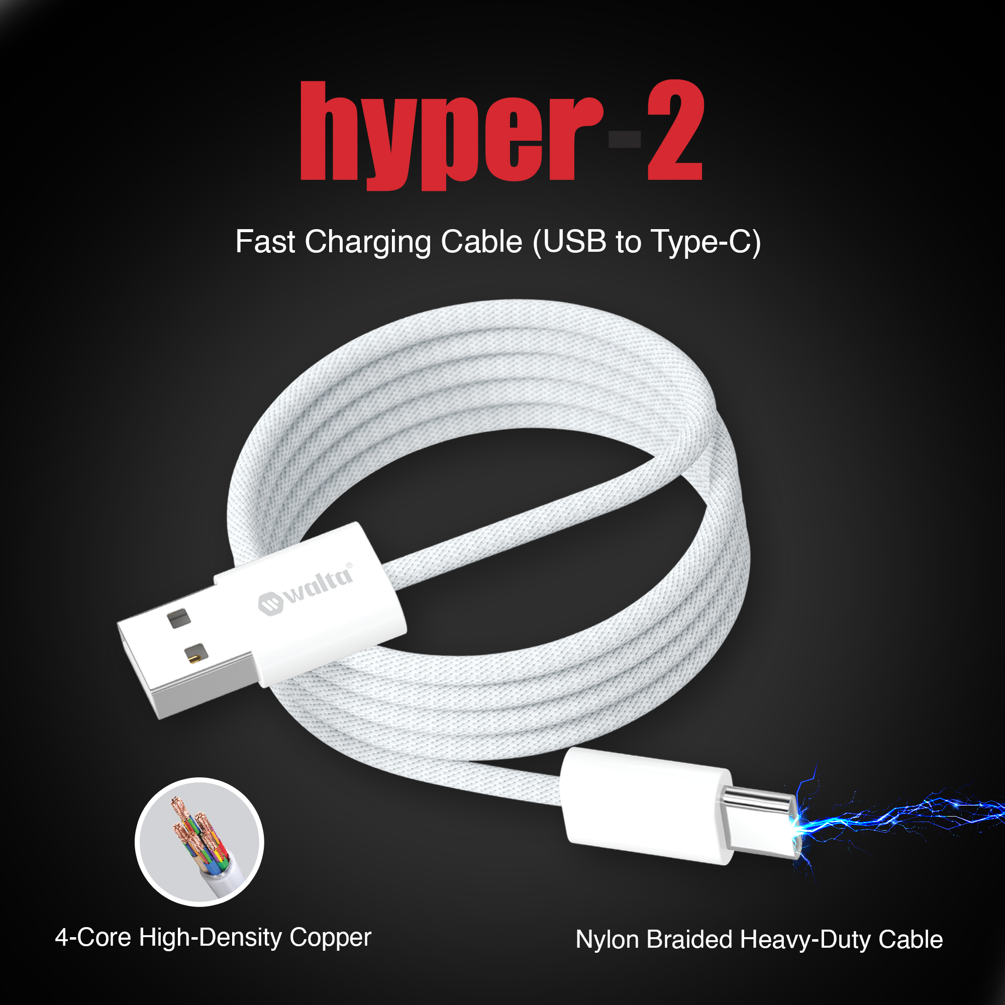 Hyper 2 (Type C) 65W (2m Cable)